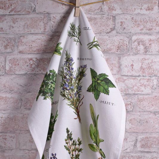 Sally Eckman Roberts Field Guide Herbs 100% Cotton Flour Sack Kitchen Towel