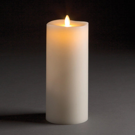 LIGHTLi Moving Flame Advanced Battery-Operated LED Indoor Wax Pillar Candle, 3" x 8", Ivory