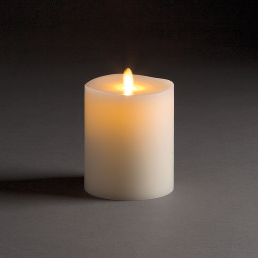 LIGHTLi Moving Flame Advanced Battery-Operated LED Indoor Wax Pillar Candle, 4" x 5", Ivory