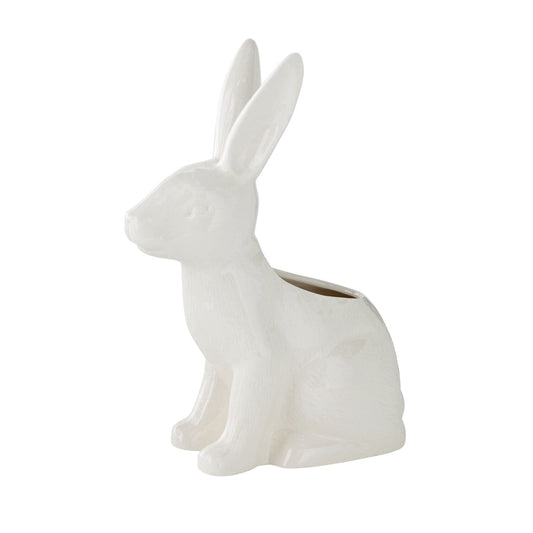 Garden Bunny Rabbit 7.75" Tall Ceramic Planter, White