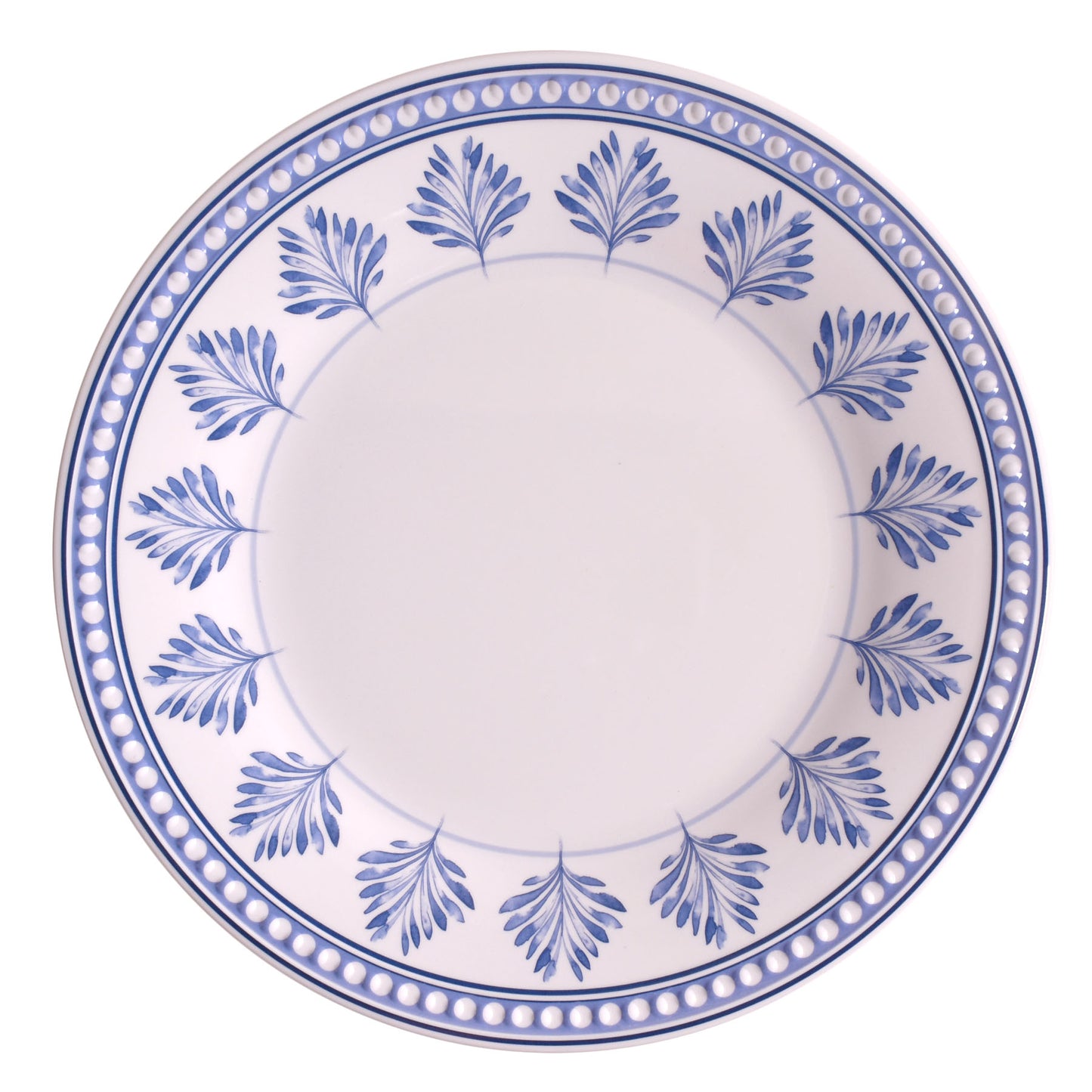 Merritt Designs Savannah 10-1/2" Melamine Dinner Plate, Blue/White, Set of 6