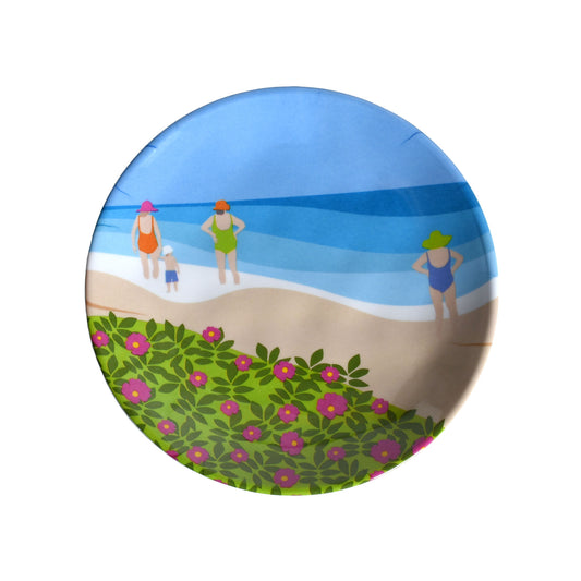 Beach Day by Kate Nelligan 6" Melamine Appetizer, Dessert, Snack Plate, Multicolor, Set of 6