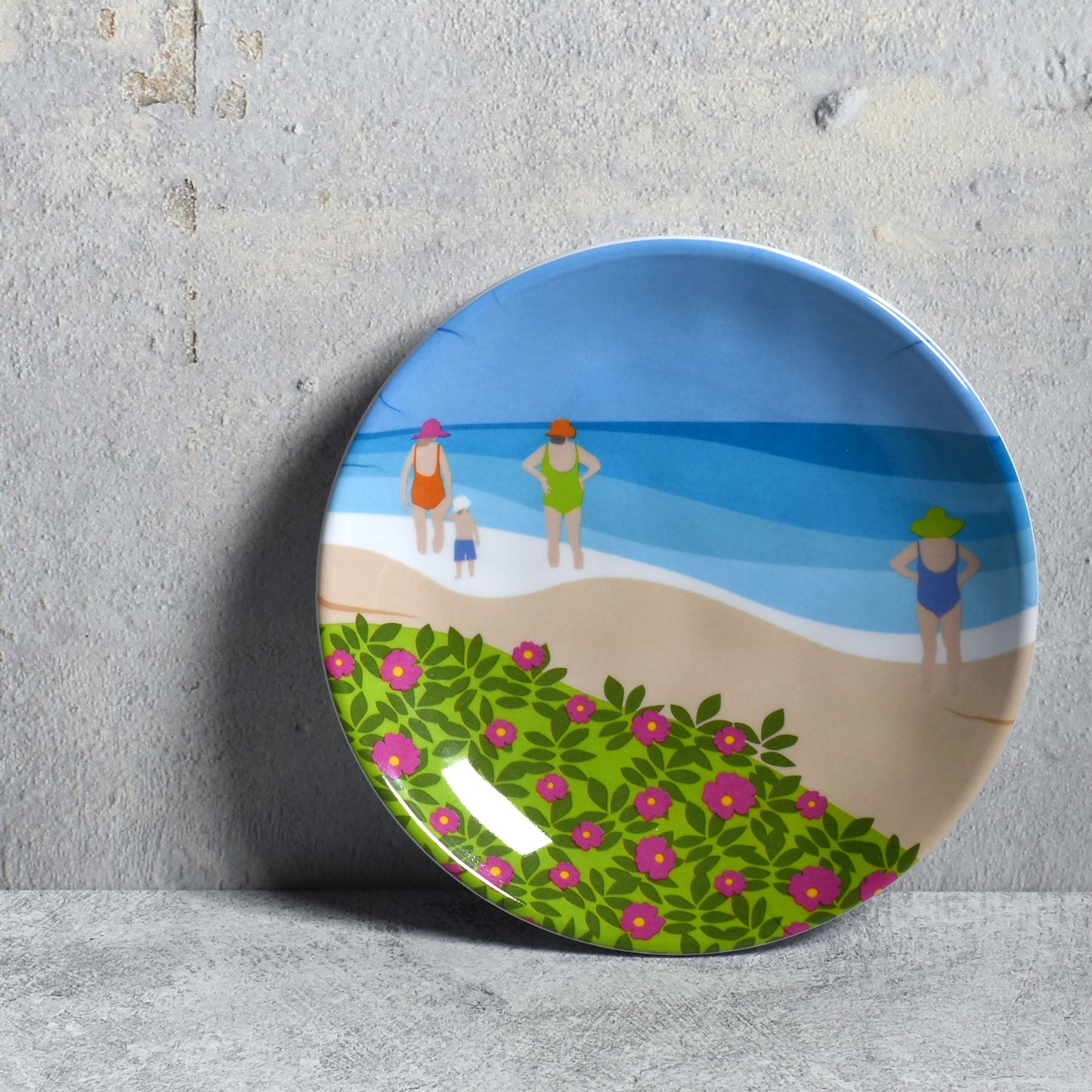 Beach Day by Kate Nelligan 6" Melamine Appetizer, Dessert, Snack Plate, Multicolor, Set of 6