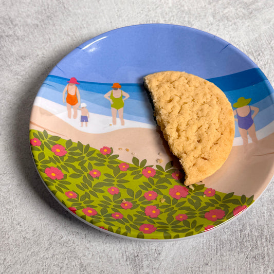 Beach Day by Kate Nelligan 6" Melamine Appetizer, Dessert, Snack Plate, Multicolor, Set of 6