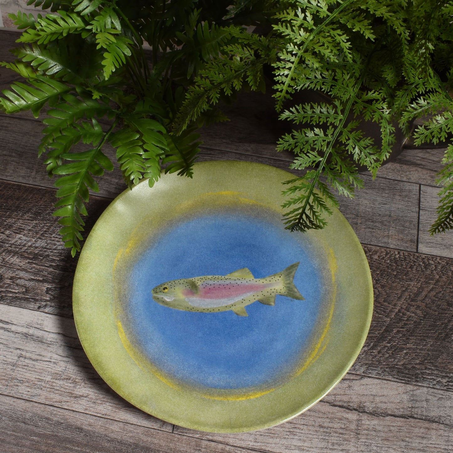 Merritt Lakeside Trout by Carole Shiber 8-1/2" Melamine Salad Plate, Set of 6