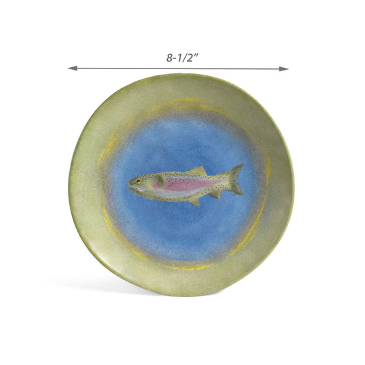 Merritt Lakeside Trout by Carole Shiber 8-1/2" Melamine Salad Plate, Set of 6