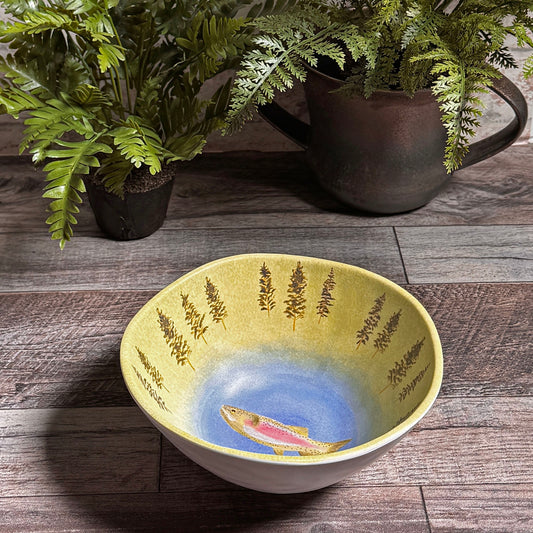 Merritt Lakeside Trout by Carole Shiber 6-1/2" x 2-3/4" Single Serving Melamine Salad Bowl