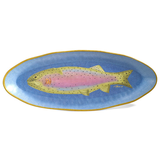 Merritt Lakeside Trout by Carole Shiber 19" x 7-1/2" Oval Melamine Appetizer Tray