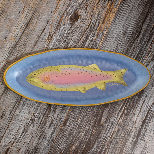 Merritt Lakeside Trout by Carole Shiber 19" x 7-1/2" Oval Melamine Appetizer Tray