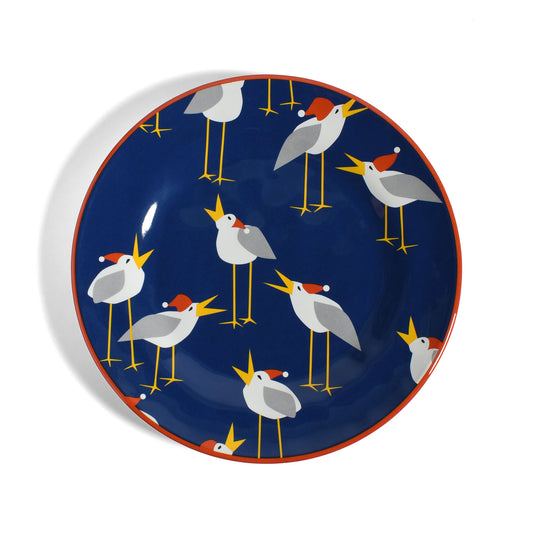 Caroling Seagulls by Kate Nelligan 8-1/4" Melamine Salad Plate, Blue/Multi, Set of 6