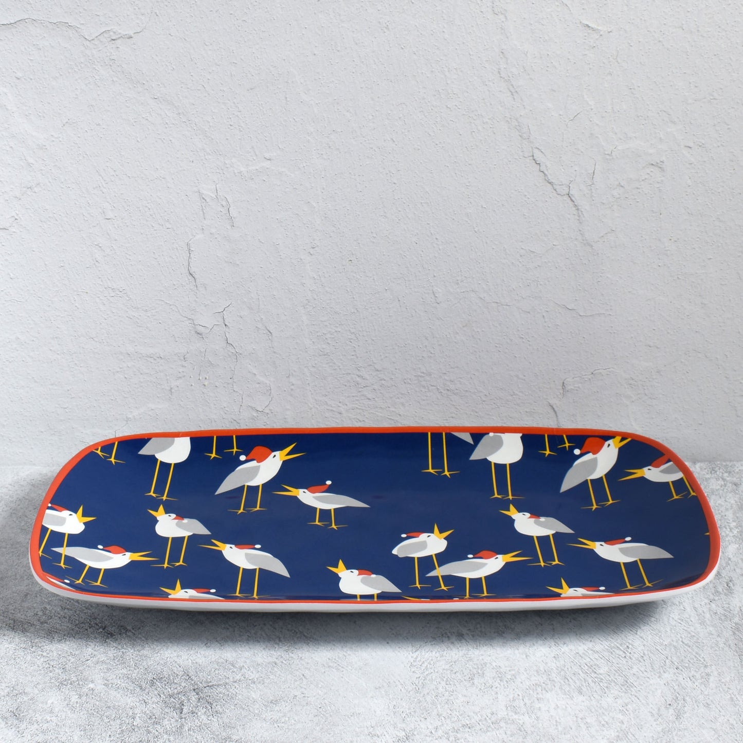 Caroling Seagulls by Kate Nelligan 13-1/2" x 7-1/2" Melamine Appetizer Tray, Blue/Multi