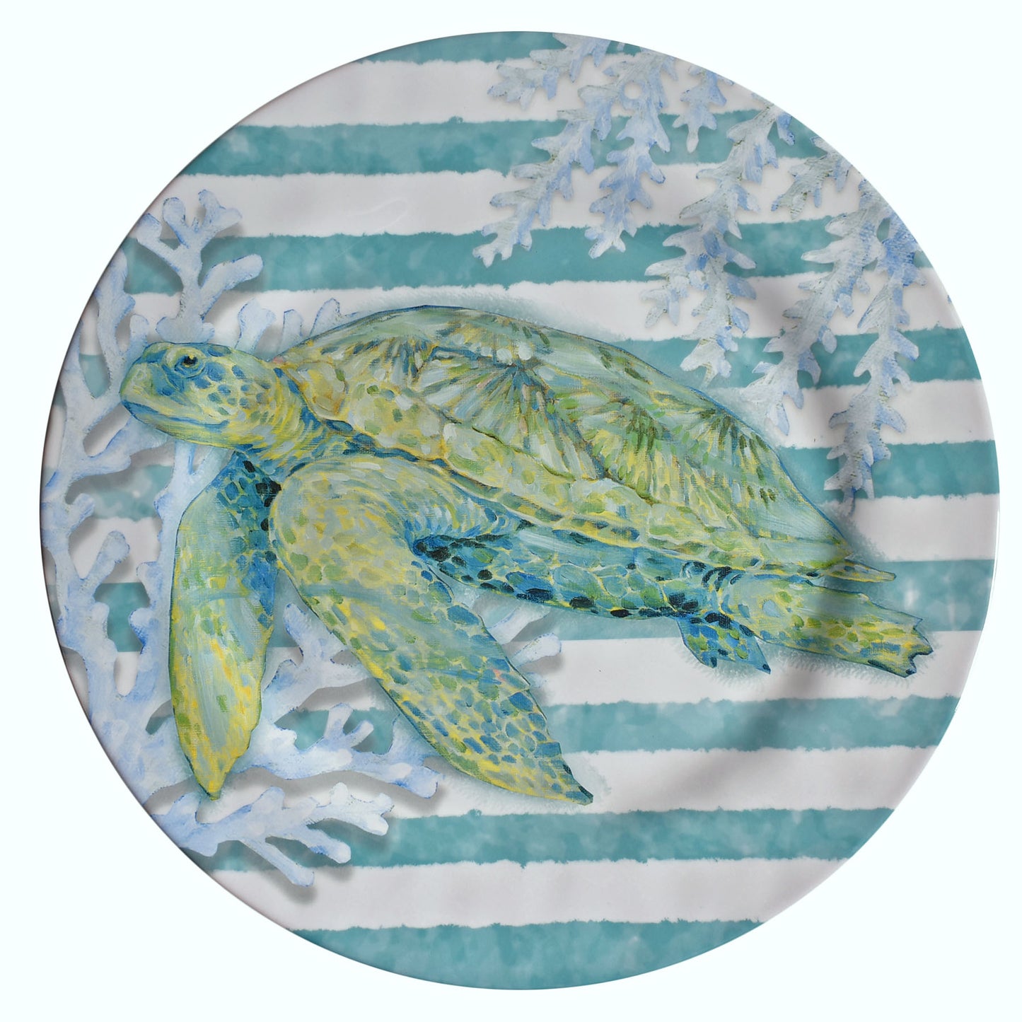 Merritt Designs Sea Turtle 11-1/2" Melamine Dinner Plate, Multicolor, Set of 6