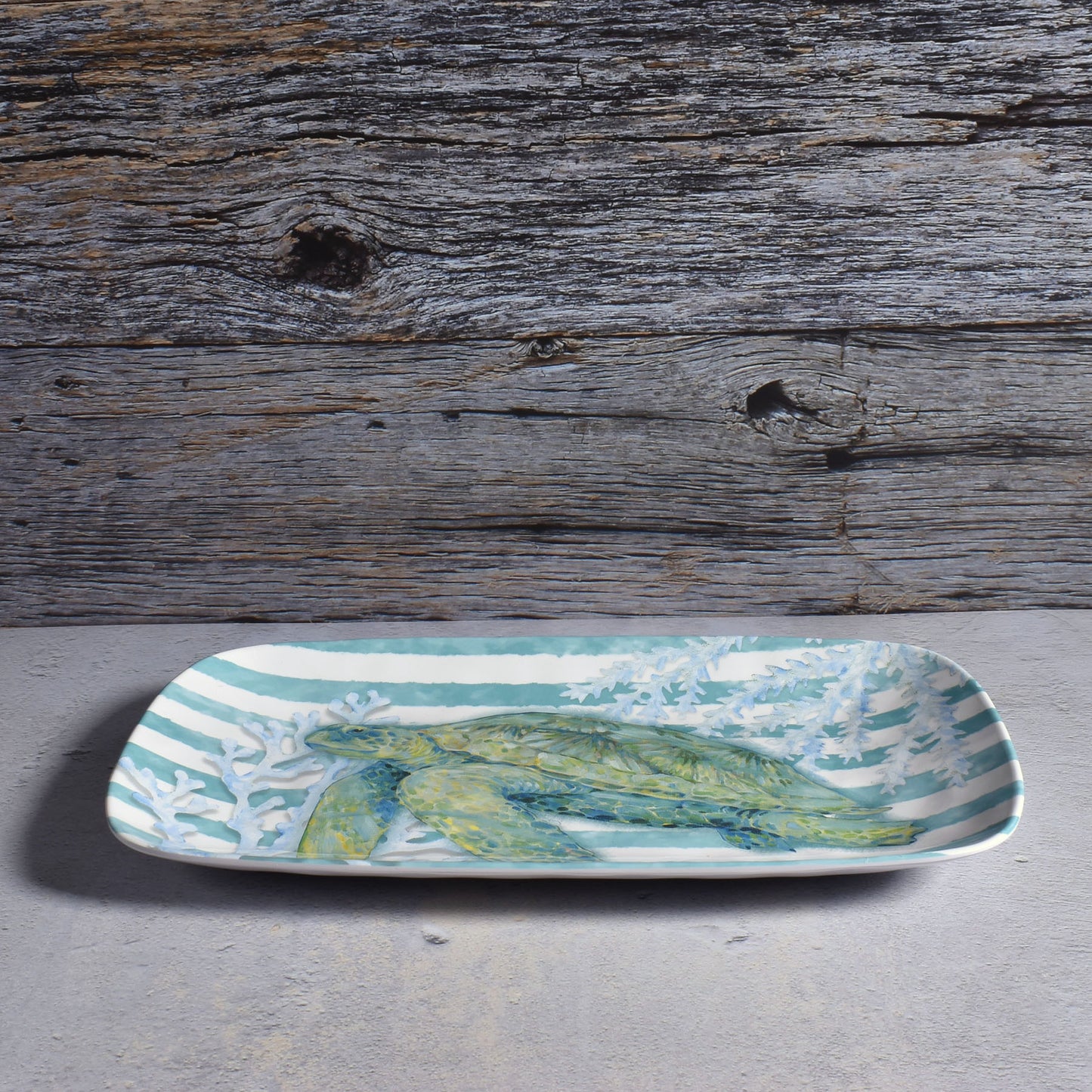 Merritt Designs Sea Turtle 13-3/4" x 7-3/4" Melamine Appetizer Tray, Multi