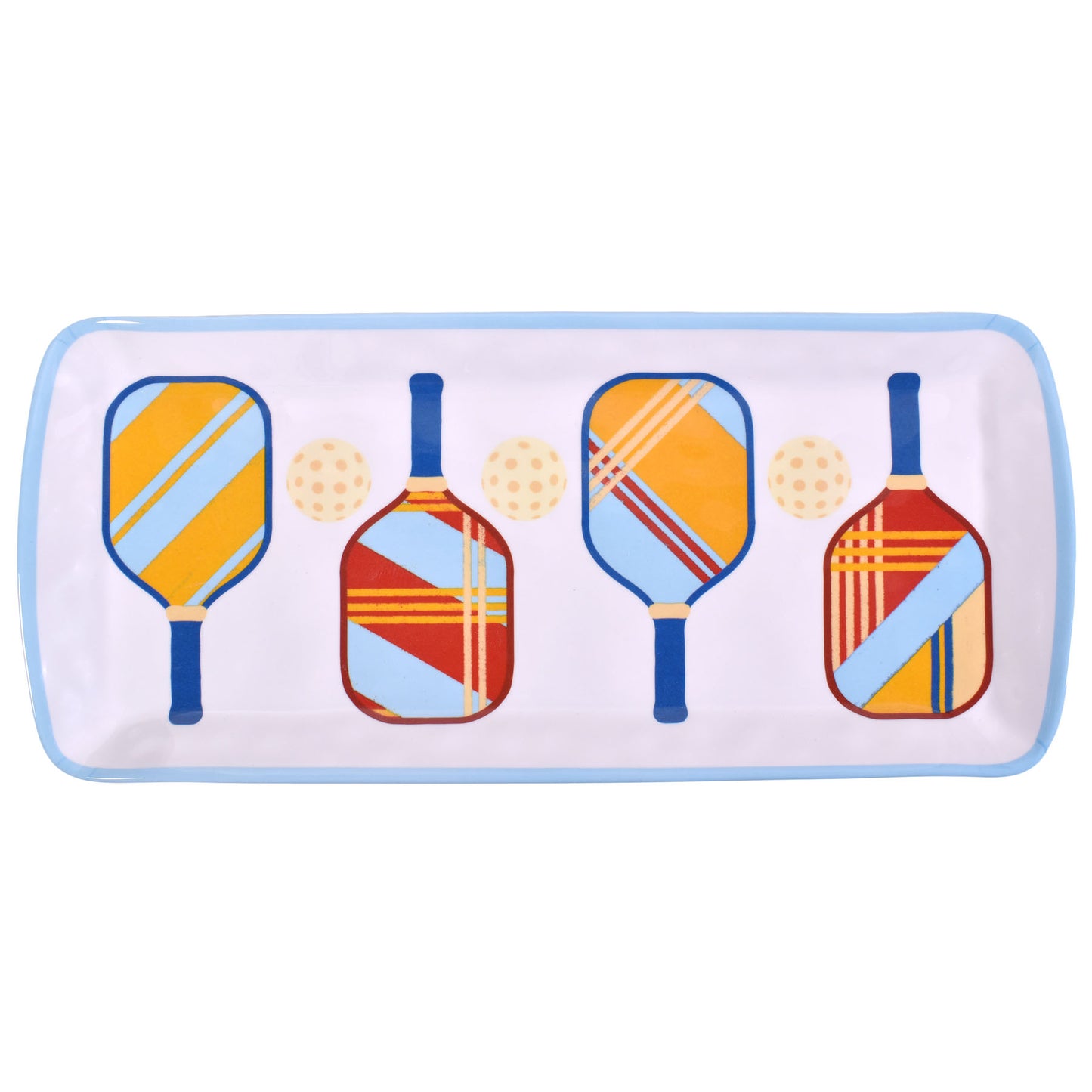 Merritt Designs Pickleball 15" x 6-1/2" Melamine Appetizer Tray, Multicolor