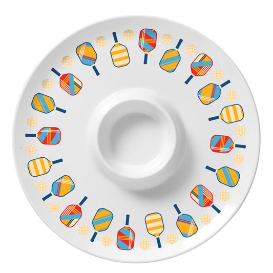 Merritt Designs Pickleball 13" Melamine Chip & Dip Platter