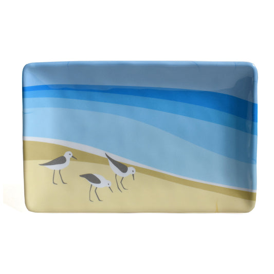 Sandpipers by Kate Nelligan 8-1/2" x 5-1/2" Melamine Snack Tray, Set of 6