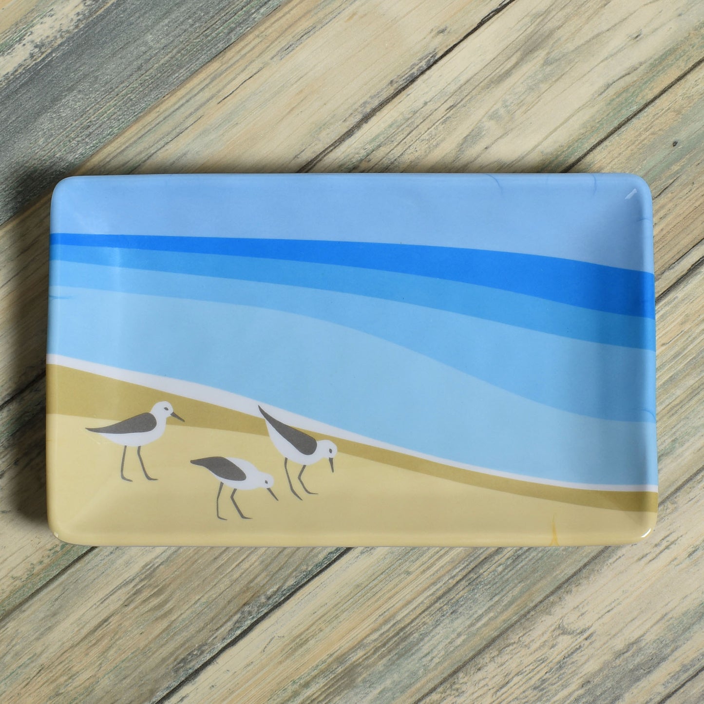 Sandpipers by Kate Nelligan 8-1/2" x 5-1/2" Melamine Snack Tray, Set of 6