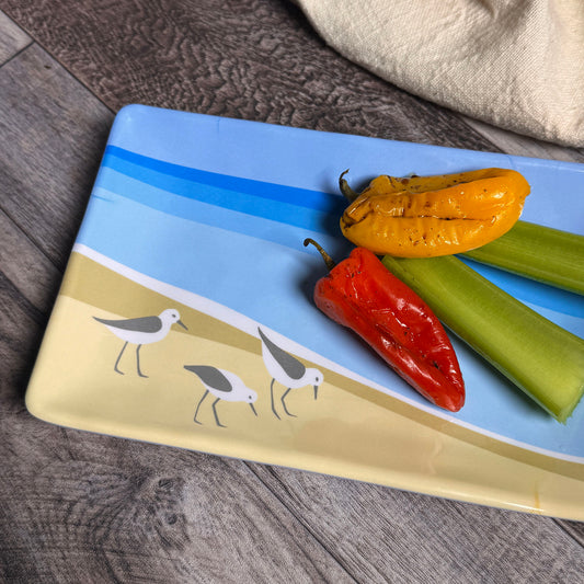Sandpipers by Kate Nelligan 8-1/2" x 5-1/2" Melamine Snack Tray, Set of 6