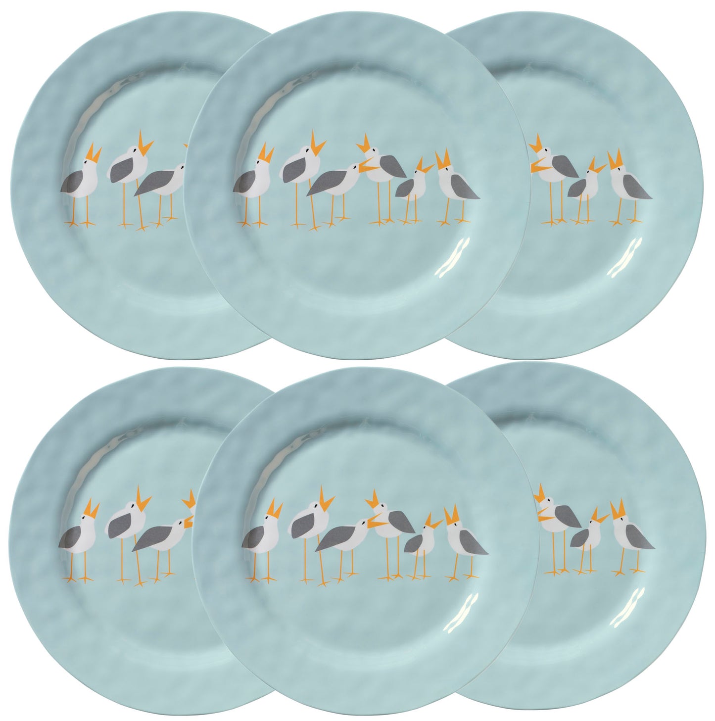 Merritt Designs Seagulls by Kate Nelligan 11-1/2" Dinner Plate, Set of 6