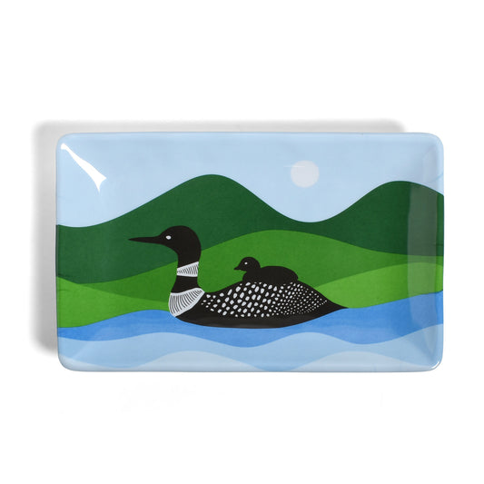 Loons by Kate Nelligan 8-1/2" x 5-1/4" Small Melamine Snack Tray, Multicolor