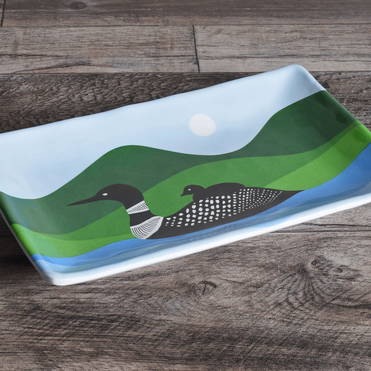 Loons by Kate Nelligan 8-1/2" x 5-1/4" Small Melamine Snack Tray, Multicolor