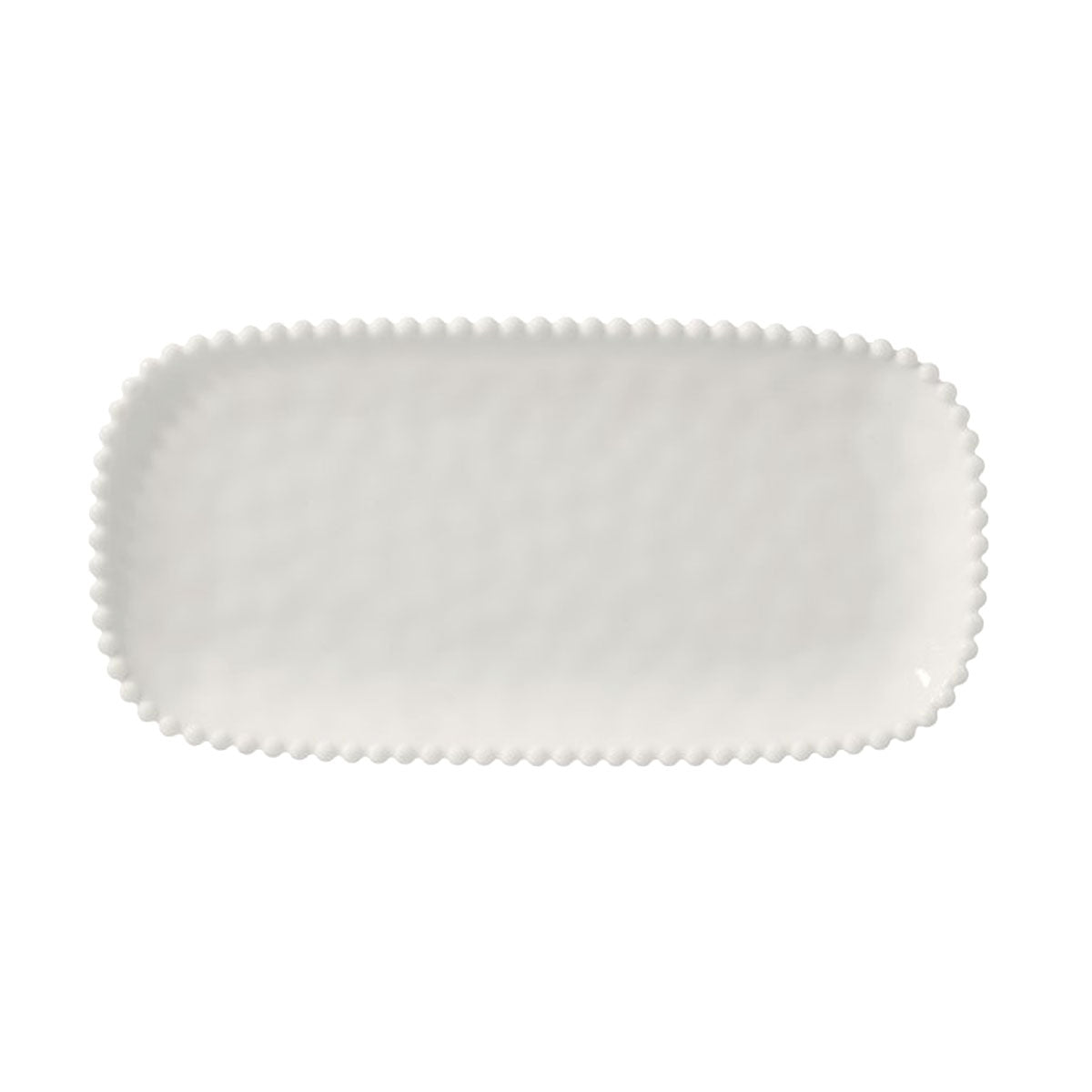 Merritt Beaded Pearl 14-1/2" x 7-1/2" Melamine Appetizer Serving Tray, Cream