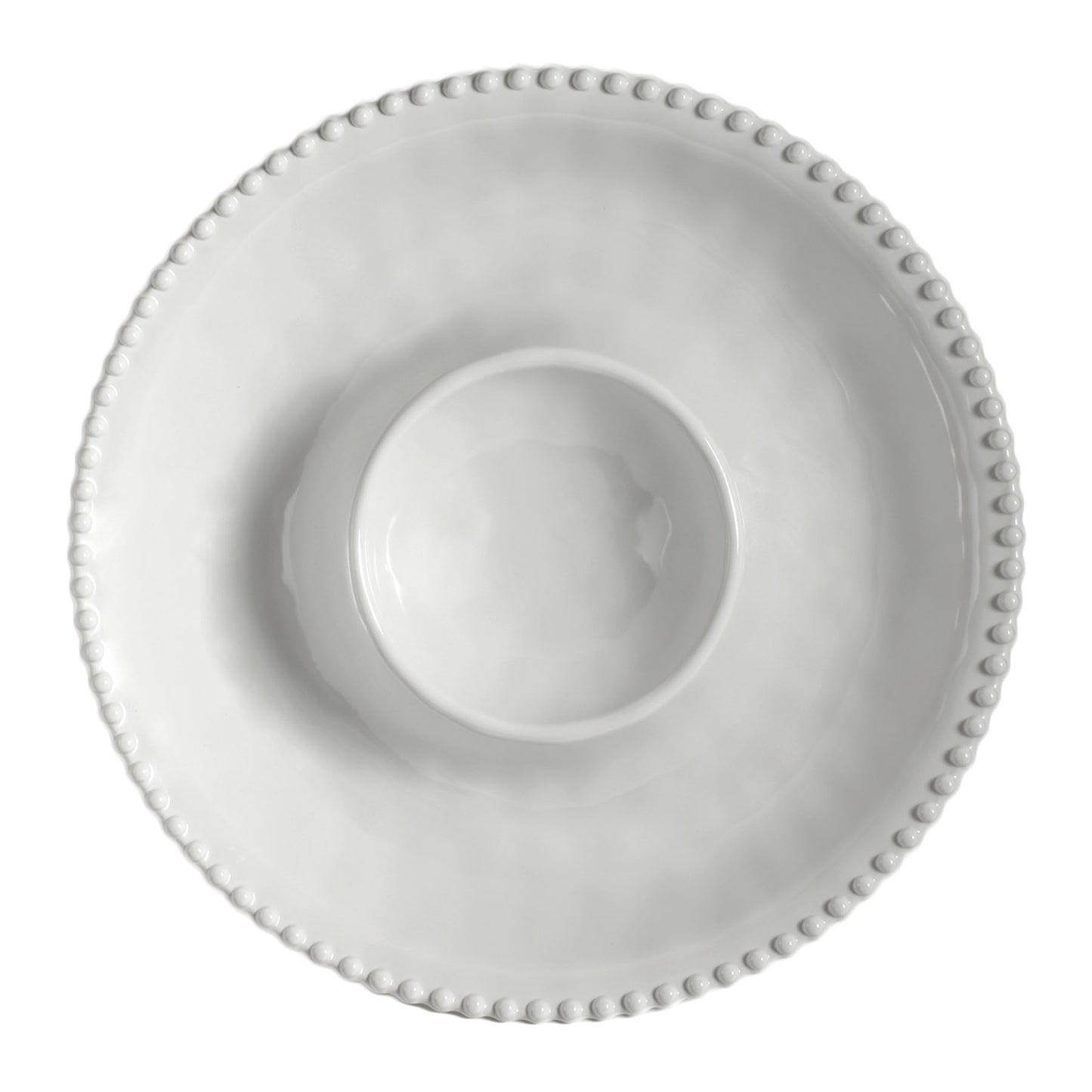Merritt Beaded Pearl Melamine Chip & Dip Plate, Cream