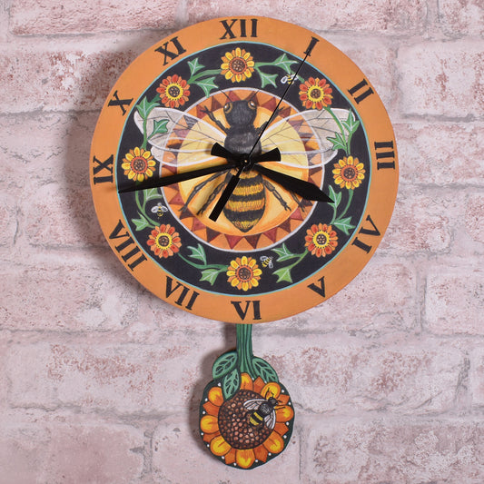 Handmade Honey Bee Pendulum Wall Clock