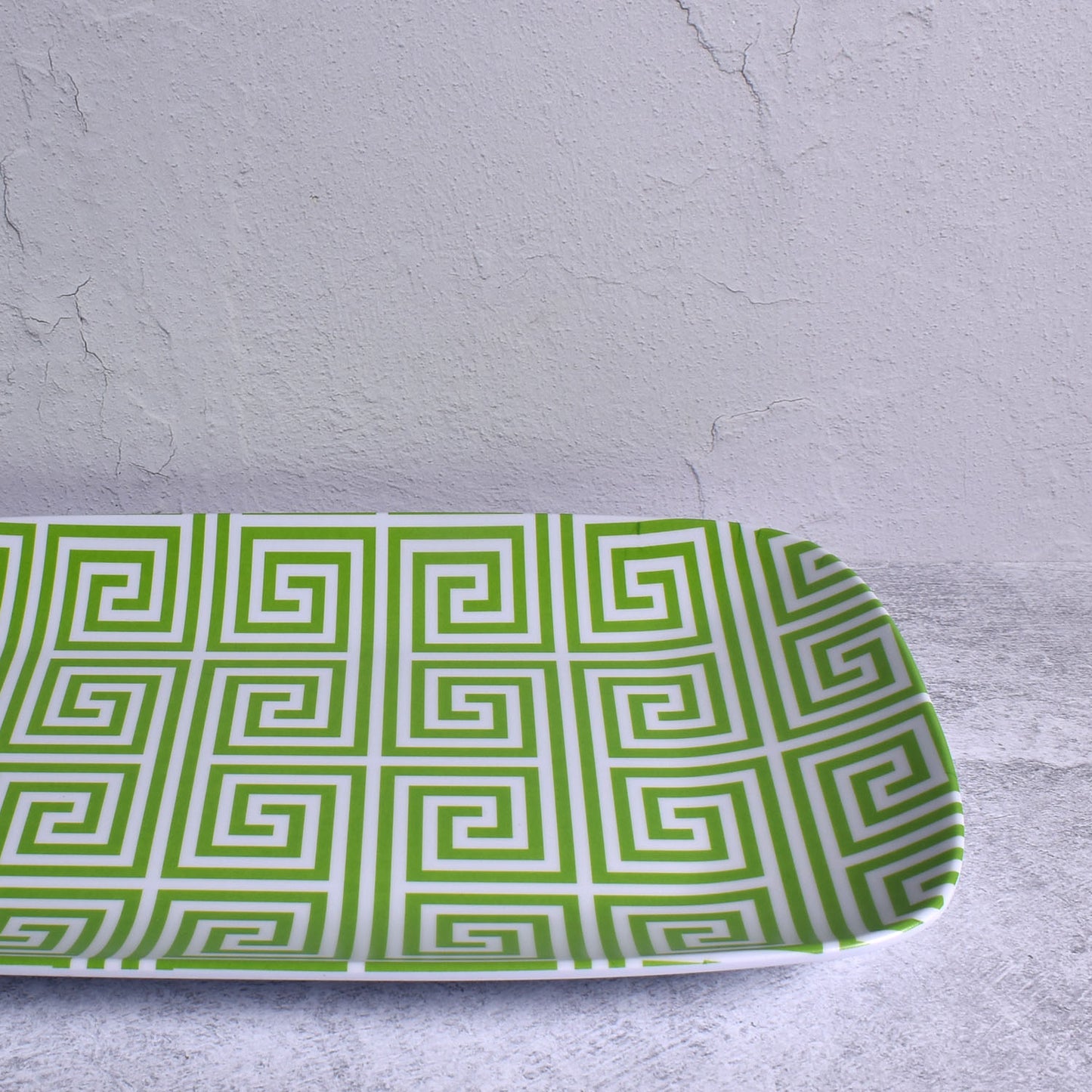 Merritt 13-1/2" x 7-1/2" Geometric Melamine Appetizer Tray from the French Lemons Collection, Green