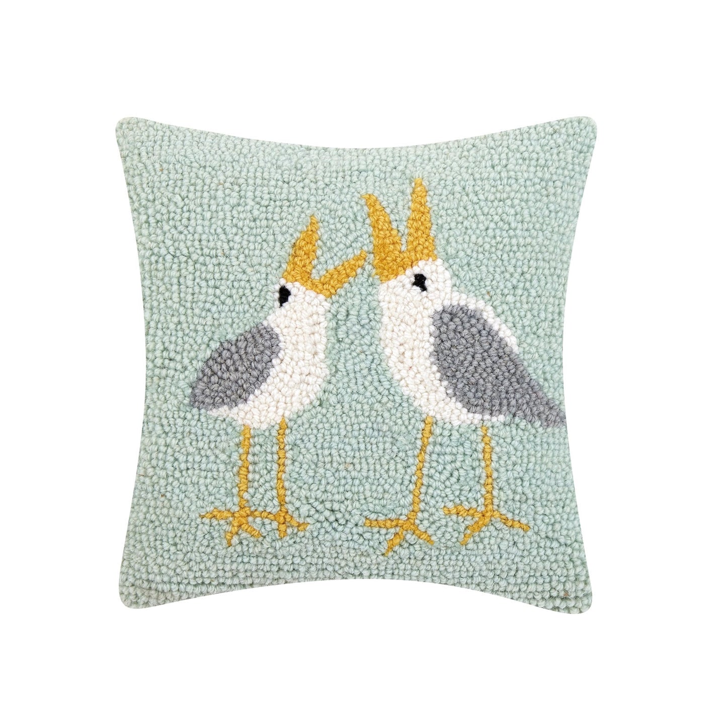 Seagulls by Kate Nelligan Hooked Wool 10" Throw Pillow with Polyfill Insert