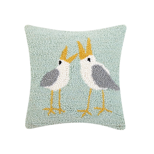 Seagulls by Kate Nelligan Hooked Wool 10" Throw Pillow with Polyfill Insert