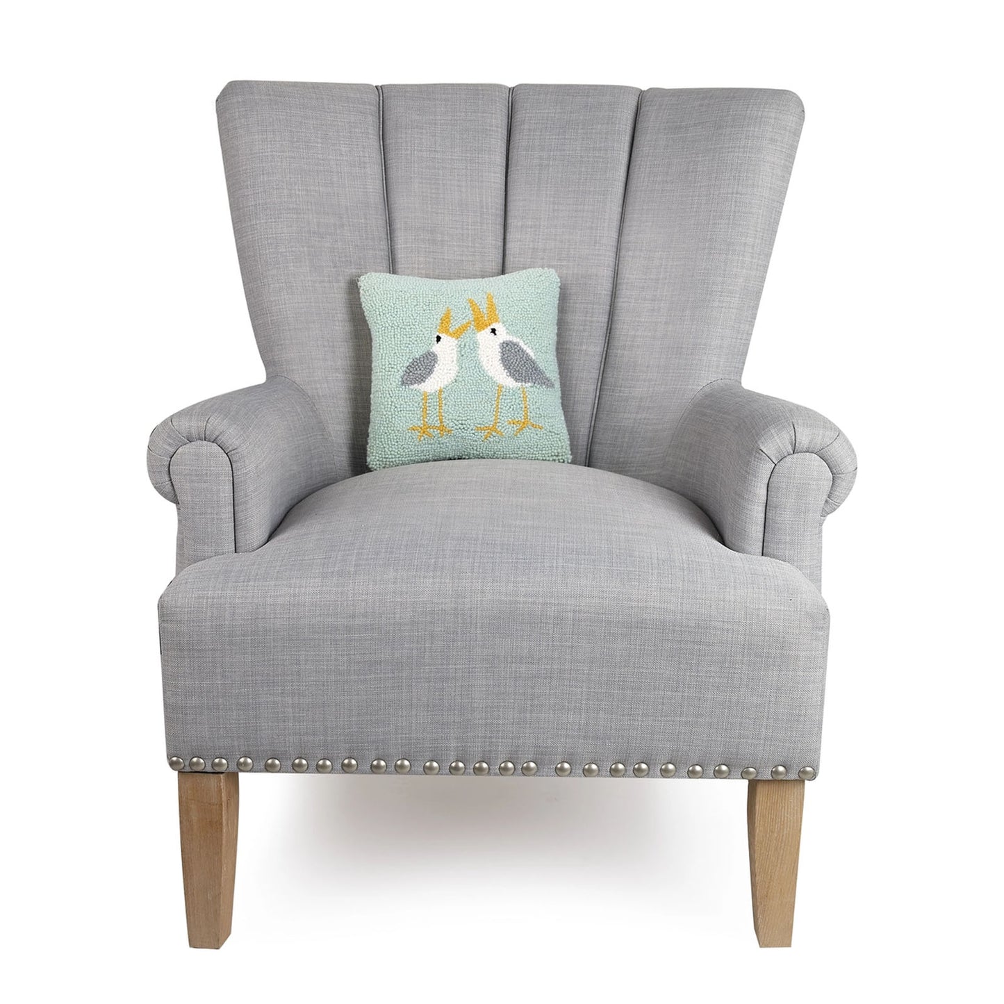 Seagulls by Kate Nelligan Hooked Wool 10" Throw Pillow with Polyfill Insert
