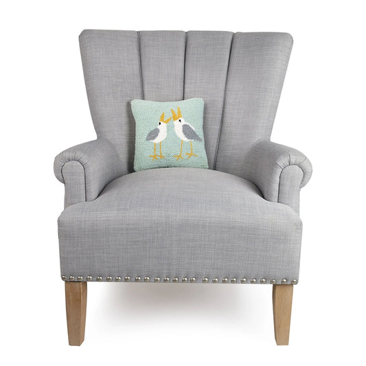 Seagulls by Kate Nelligan Hooked Wool 10" Throw Pillow with Polyfill Insert