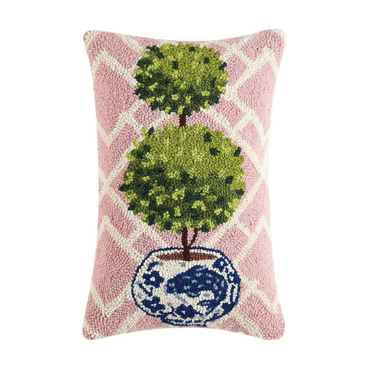 Peking Handicraft 30TG404C18OB Ball Topiary Hook Wool 18" x 12" Throw Pillow
