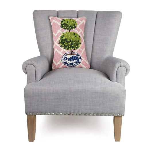 Peking Handicraft 30TG404C18OB Ball Topiary Hook Wool 18" x 12" Throw Pillow