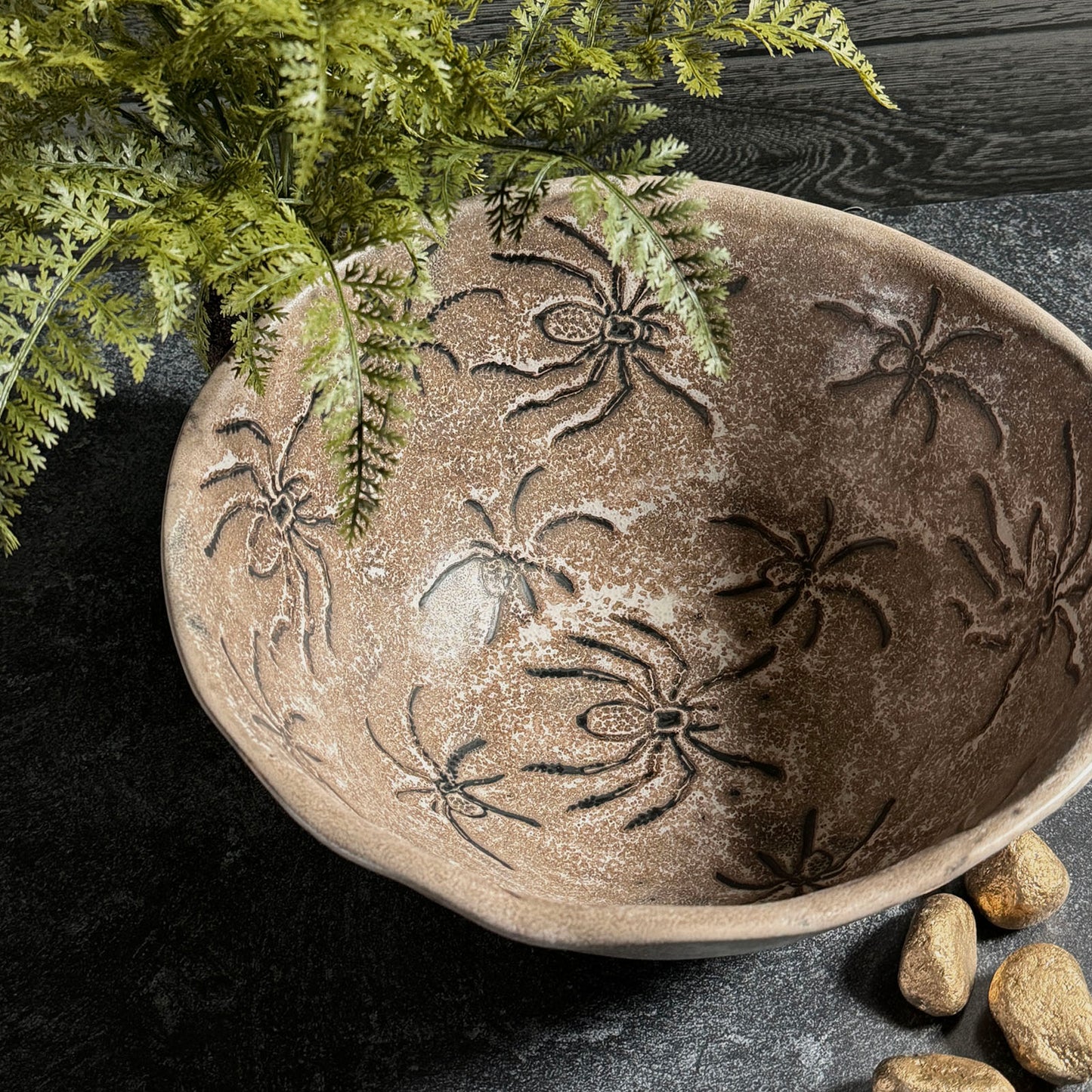 Spooky Spiders 10-3/4" Decorative Ceramic Bowl
