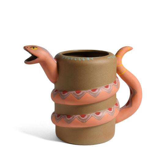 Fanciful Snake Hand-Painted Ceramic Watering Can