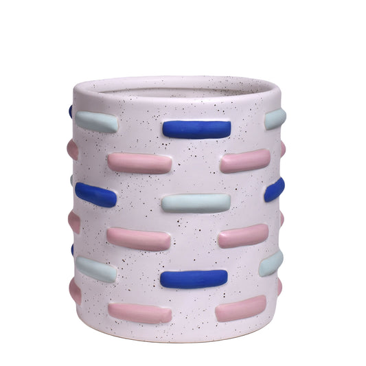 Hand-Painted Modern Coastal 5" x 5-1/2" Ceramic Pot