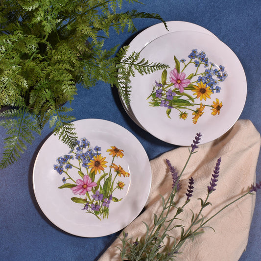 Bamboo Table Wildflowers 8" Appetizer Plates, Set of 4, Made of Eco-Friendly Bamboo Composite
