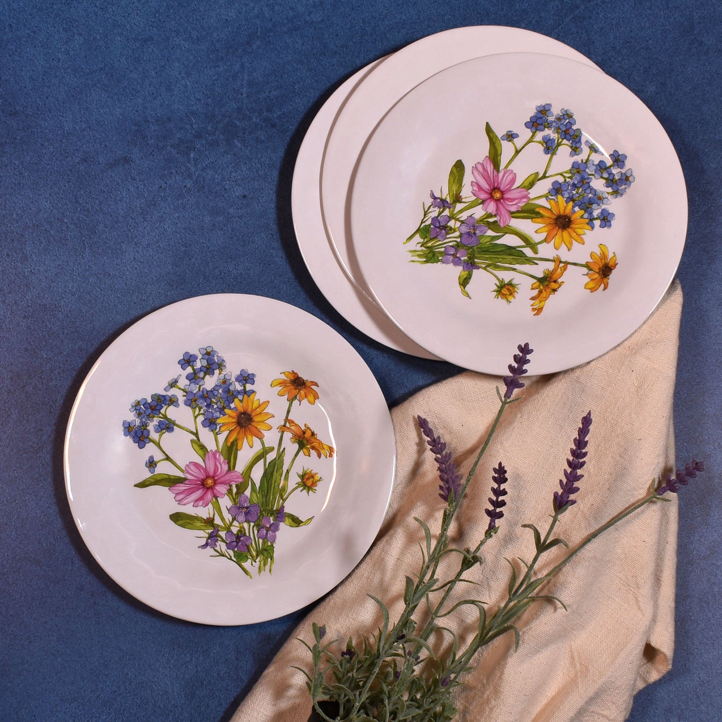 Bamboo Table Wildflowers 8" Appetizer Plates, Set of 4, Made of Eco-Friendly Bamboo Composite