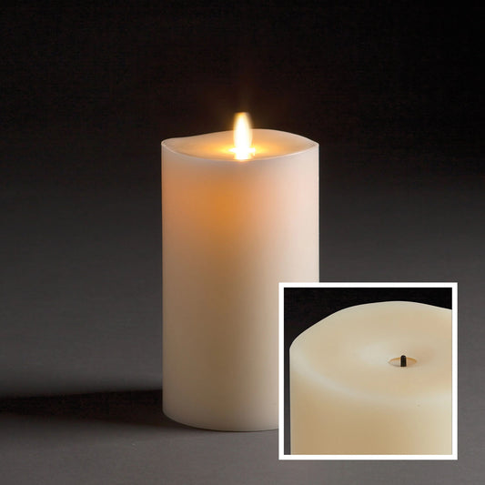 LIGHTLi Wick-to-Flame Advanced Battery-Operated LED Indoor Wax Pillar Candle, Ivory, 4" X 7"