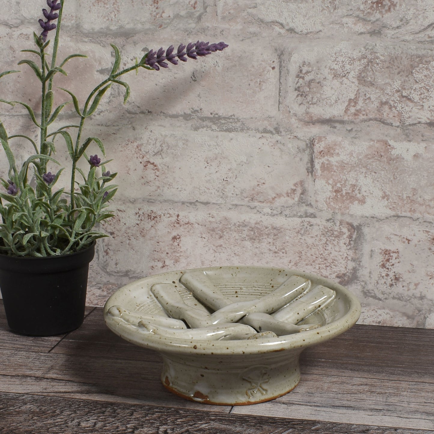 Anthony Stoneware Basketweave Soap Dish, Handmade American Pottery