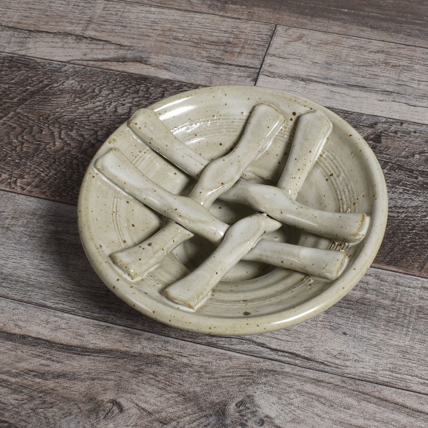 Anthony Stoneware Basketweave Soap Dish, Handmade American Pottery