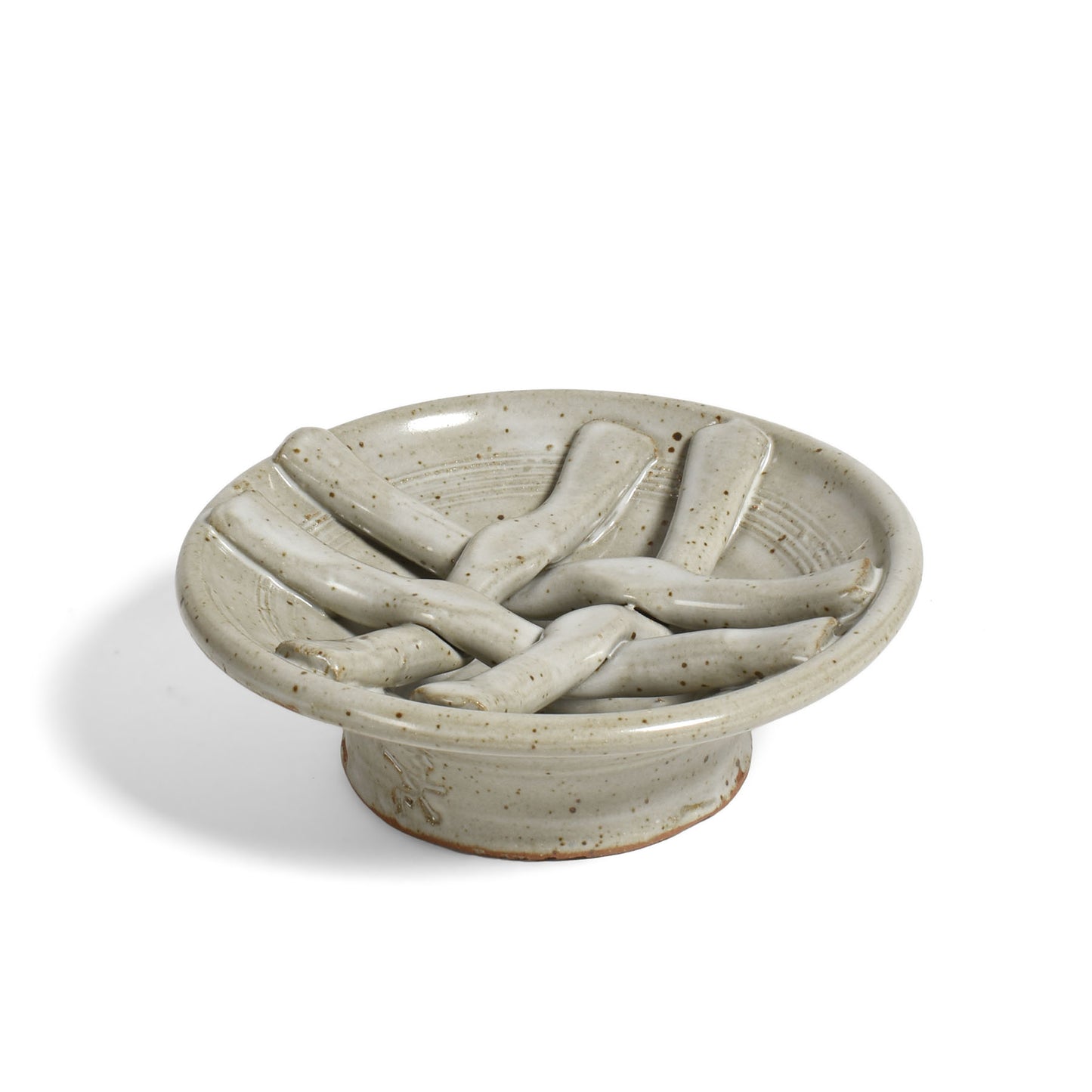 Anthony Stoneware Basketweave Soap Dish, Handmade American Pottery