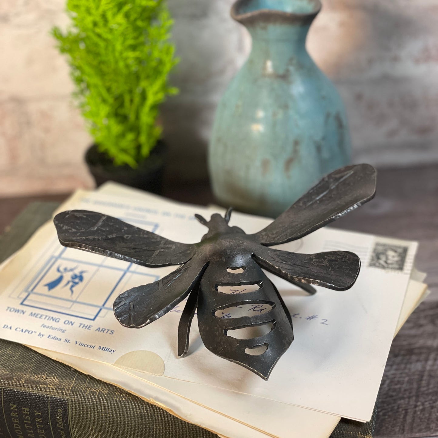 Blackthorne Forge 6-3/4" Bumblebee Steel Sculpture Paperweight, Handcrafted in Vermont
