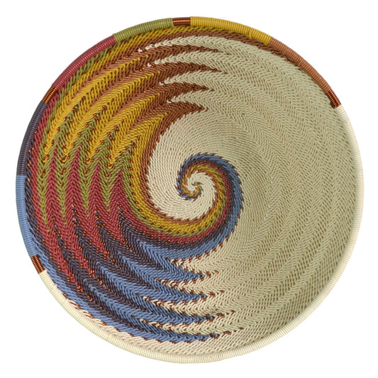 Fair Trade Zulu Telephone Wire 6.5" Round Bowl, White Desert - The Barrington Garage