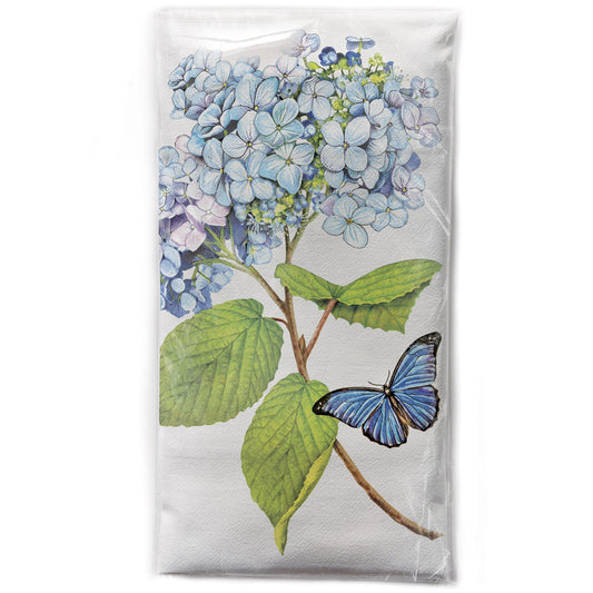 Mary Lake-Thompson Hydrangea Branch and Butterfly Cotton Flour Sack Kitchen Dish Towel