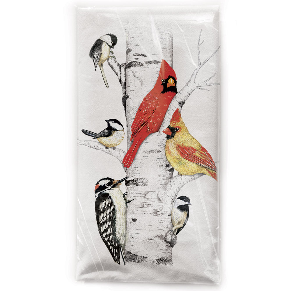 Birch Tree Birds Cotton Flour Sack Kitchen Dish Towel
