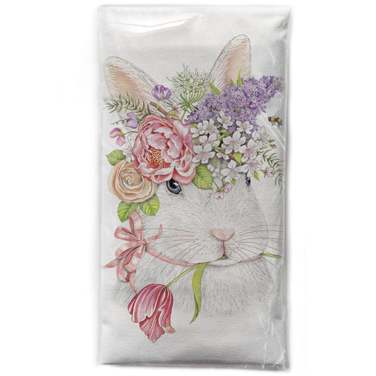 Mary Lake-Thompson Bunny with Flower Crown Cotton Flour Sack Kitchen Dish Towel
