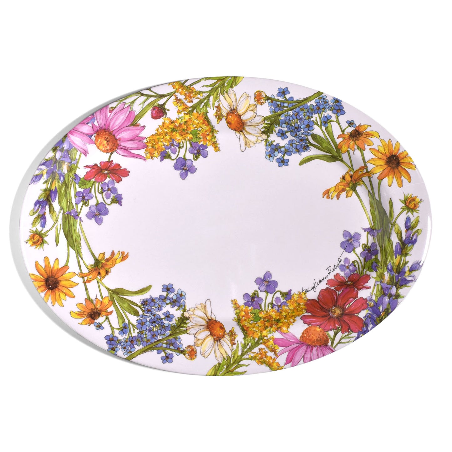 Wildflowers Oval Platter, Made of Eco-friendly Bamboo Composite